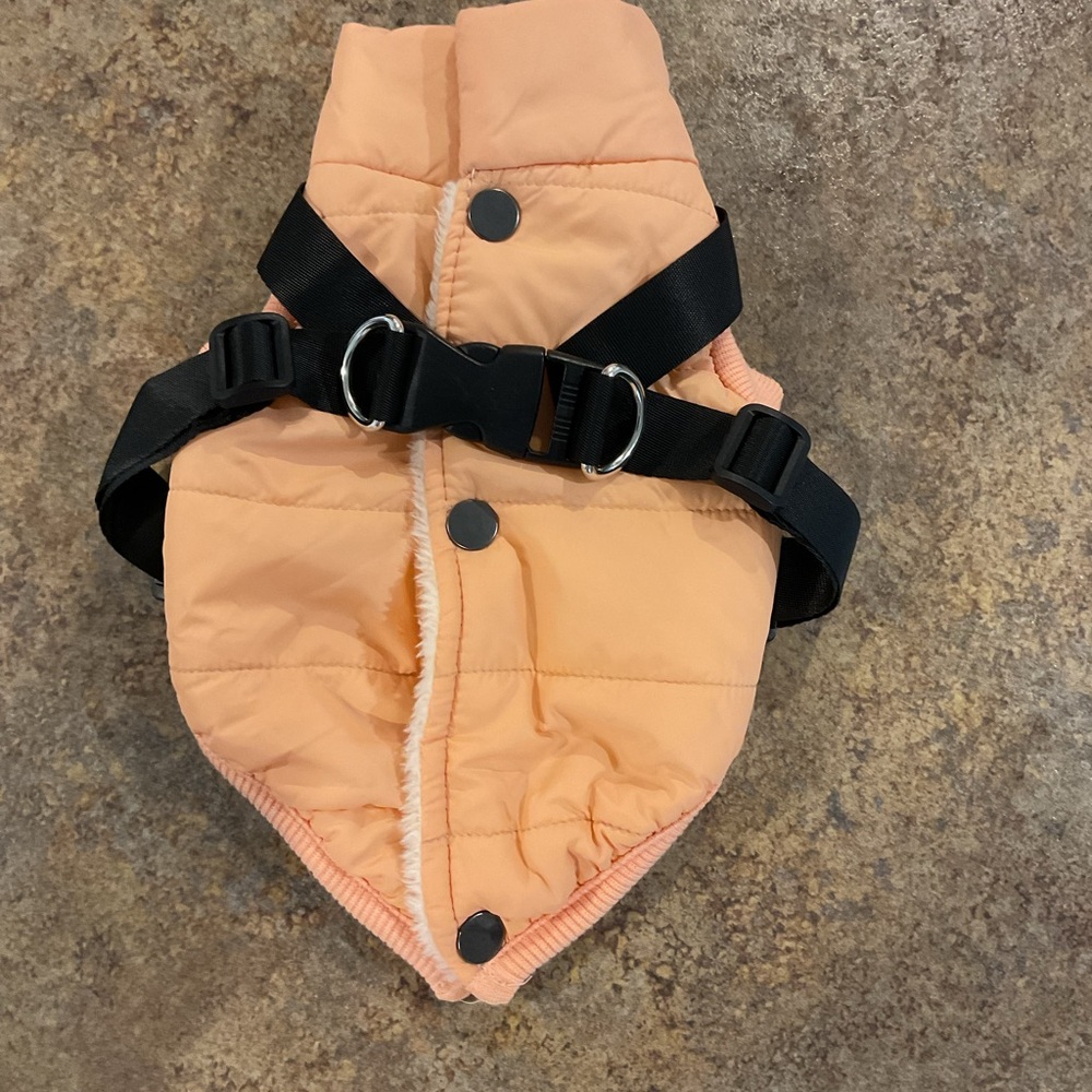 Peach Quilted Dog Vest with Black Straps